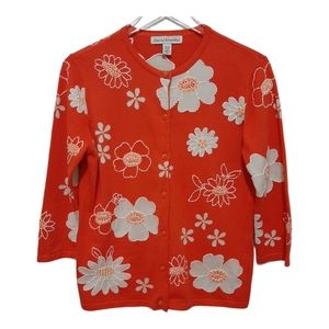 David Brooks 100% Cotton Cardigan Floral Size M